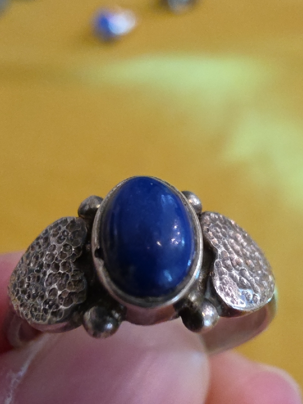 Vintage 925 Silver & Likely a Lapis Lazuli Stone Ring  AS: 6.5-6.75